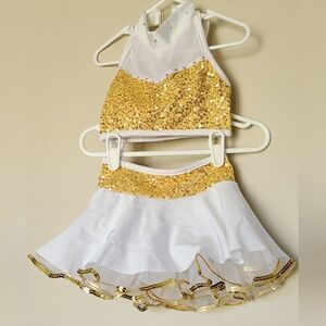 Gold and white dance costume size xs (4/5)